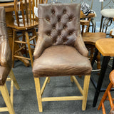 Leather Stool (Bar - With Back)