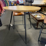Wood and leather Table ( W/ Chairs)