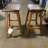 Leather and wood Stool (Bar - No Back)