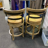 Wood and Wicker Stool (Bar - With Back)