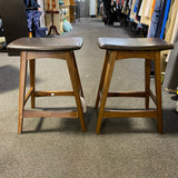 Leather and wood Stool (Bar - No Back)
