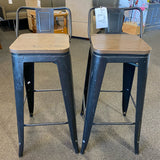 Metal and wood Stool (Bar - With Back)