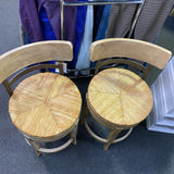 Wood and Wicker Stool (Bar - With Back)