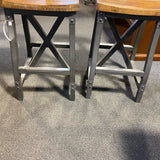 wood & metal Stool (Bar - With Back)