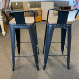 Metal and wood Stool (Bar - With Back)