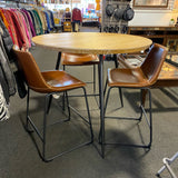 Wood and leather Table ( W/ Chairs)