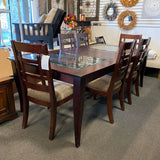 Wood & Glass Table ( W/ Chairs)