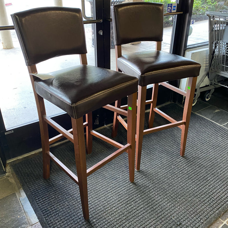 Wood Stool (Bar - With Back)