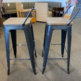 Metal and wood Stool (Bar - With Back)