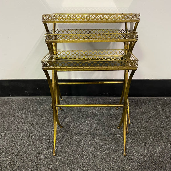 3 Brass and Glass nesting tables