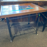 wood metal glass Table ( End)