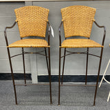 Metal and wicker Stool (Bar - With Back)