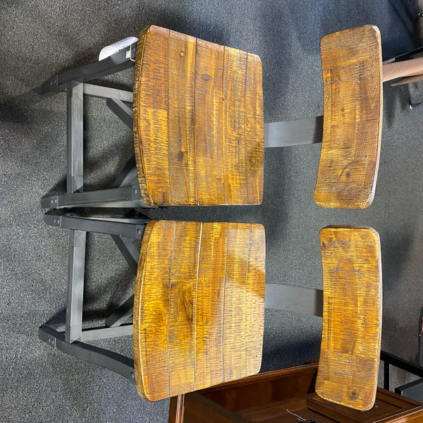 wood & metal Stool (Bar - With Back)