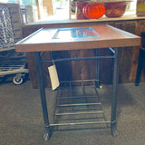 wood metal glass Table ( End)