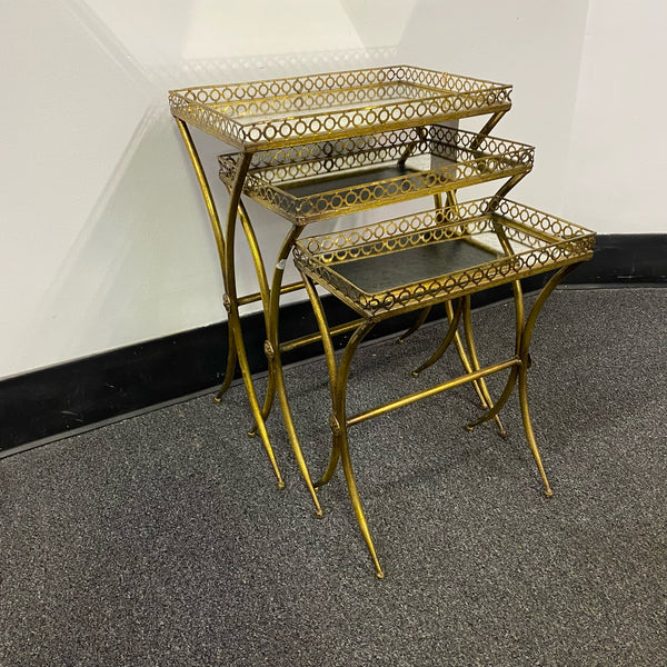 3 Brass and Glass nesting tables