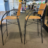 wicker & metal Stool (Bar - With Back)