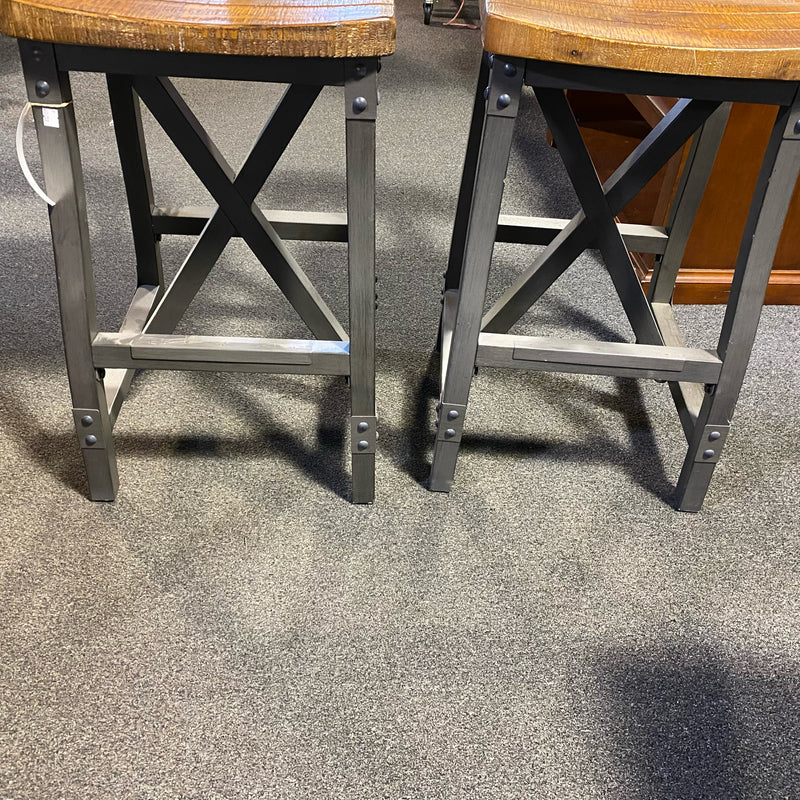 wood & metal Stool (Bar - With Back)