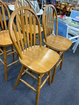 Wood Stool (Bar - With Back)