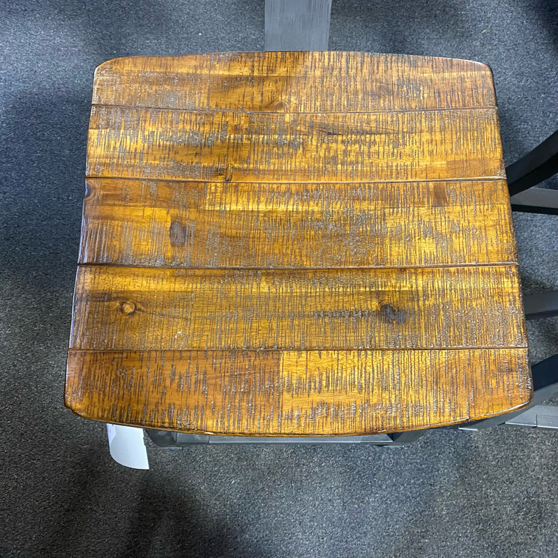 wood & metal Stool (Bar - With Back)