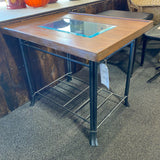 wood metal glass Table ( End)