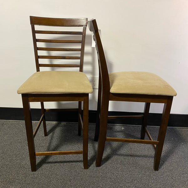 Wood and fabric Stool (Bar - With Back)